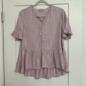 Madewell Studio Ruffle-Hem Top in Lavender Stripe